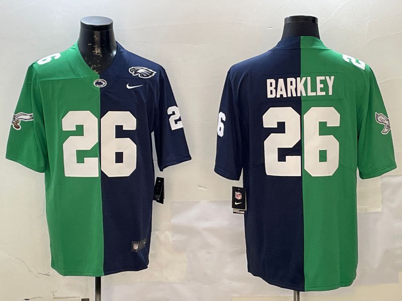 Men 2025 Philadelphia Eagles #26 Barkley Blue Green Nike Limited NFL Jersey style 1